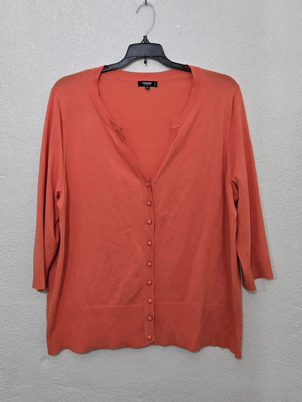 Premise Studio Cardigan Sweater Women's Size 2X Orange 3/4 Sleeve